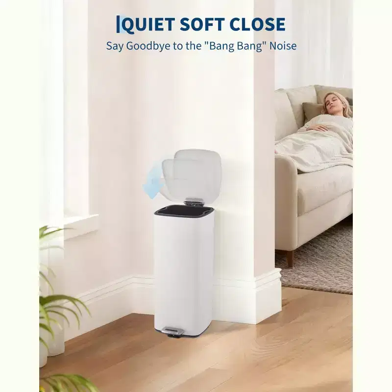 Poubelle à pédale 30 L en acier inoxydable avec couvercle à fermeture amortie