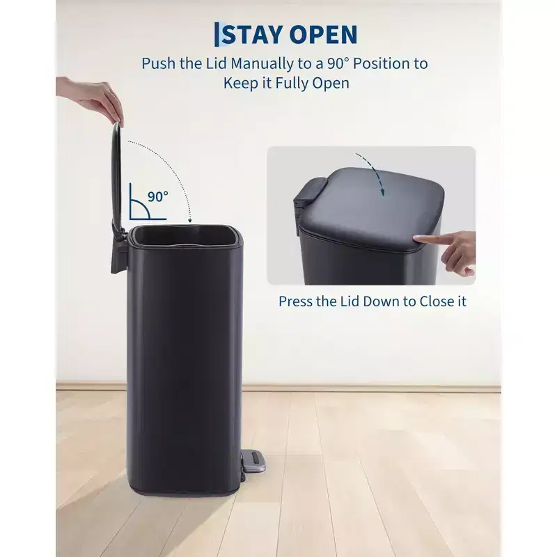 Poubelle à pédale 30 L en acier inoxydable avec couvercle à fermeture amortie