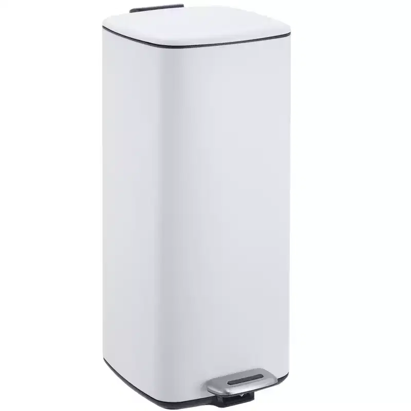 Poubelle à pédale 30 L en acier inoxydable avec couvercle à fermeture amortie