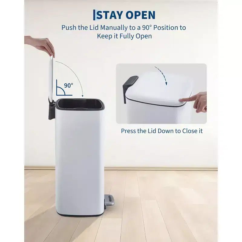 Poubelle à pédale 30 L en acier inoxydable avec couvercle à fermeture amortie