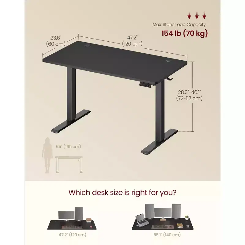 Bureau électrique réglable en hauteur, Rappel de sédentarité, 4 hauteurs mémorisables