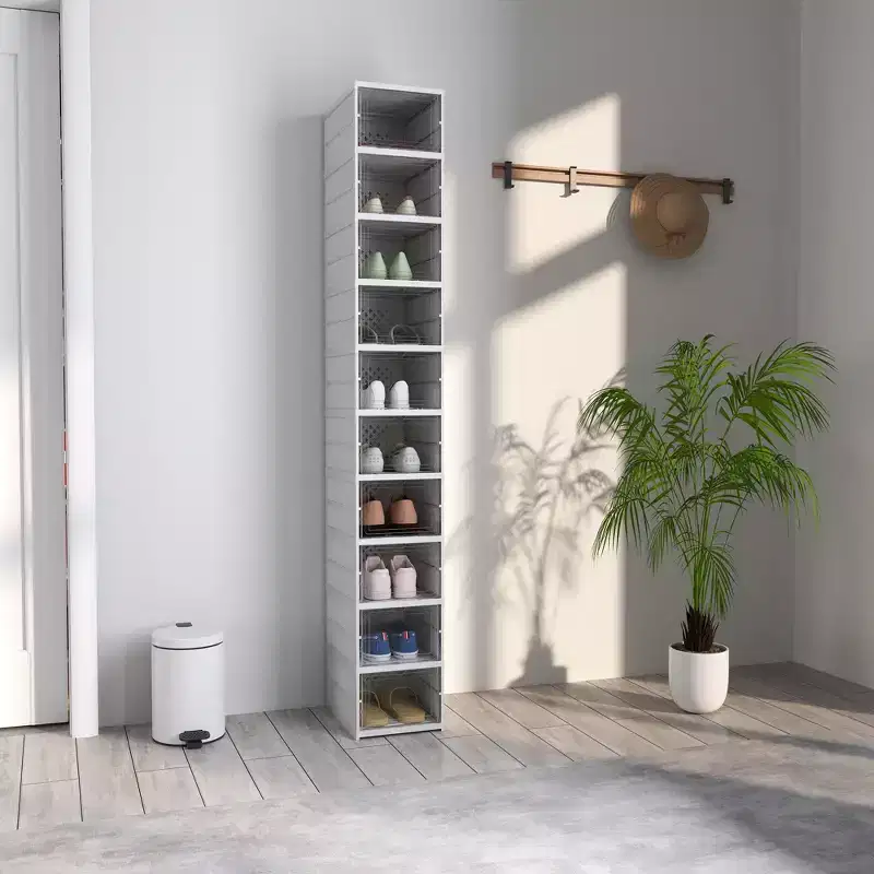 Boîtes à Chaussures en Plastique Transparent Empilables Organiseur de Chaussures avec Porte Transparente