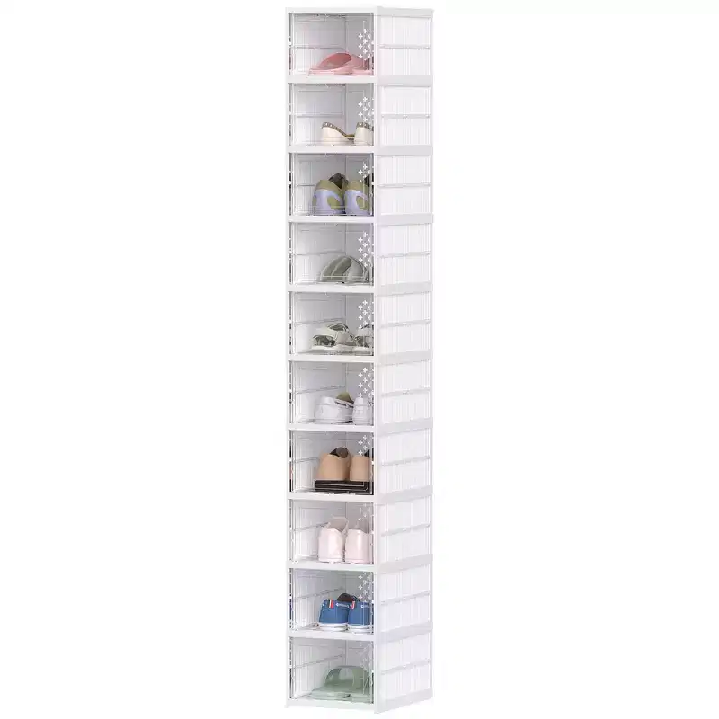 Boîtes à Chaussures en Plastique Transparent Empilables Organiseur de Chaussures avec Porte Transparente