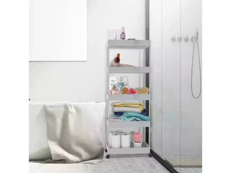 Chariot de rangement à roulettes 5 niveaux - Organiseur mobile multifonctionnel
