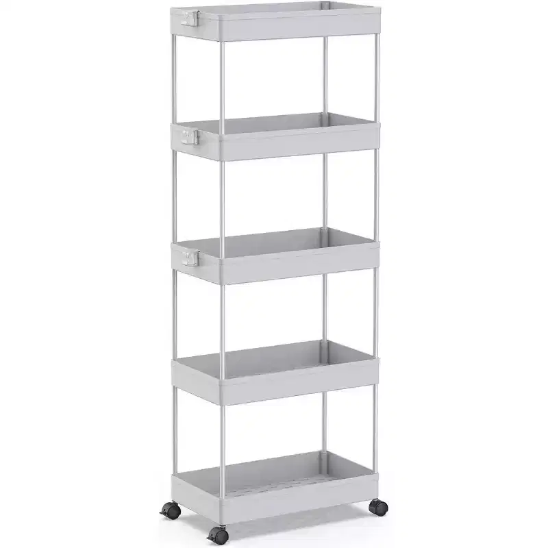 Chariot de rangement à roulettes 5 niveaux - Organiseur mobile multifonctionnel