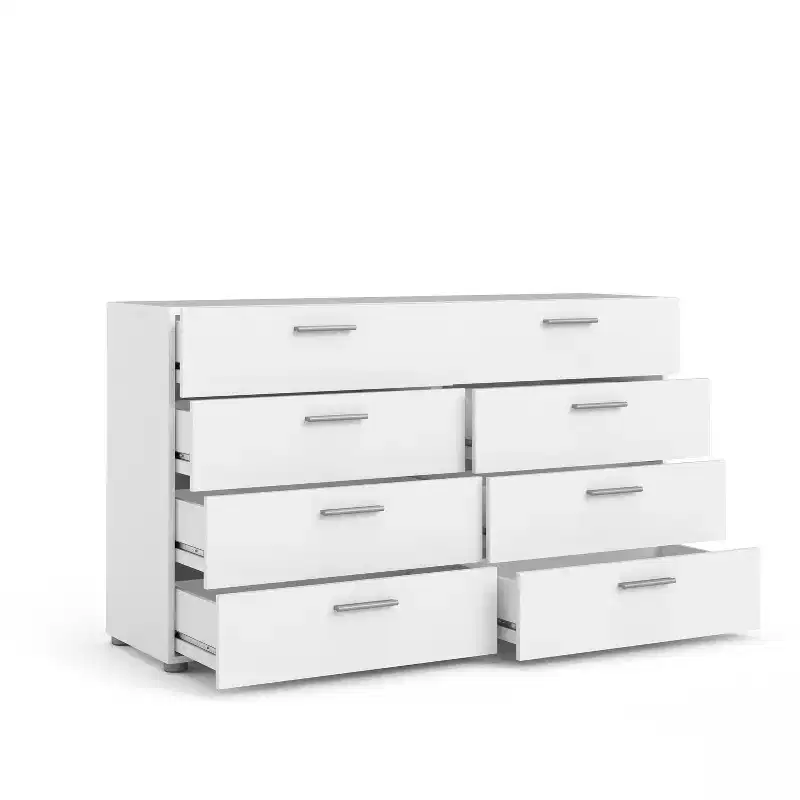 Commode double à 8 tiroirs Blanc contemporain