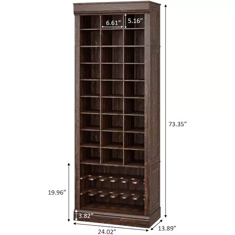 Porte-manteau avec banc, 15 casiers à chaussures et 5 patères, Meuble de rangement à chaussures pour entrée