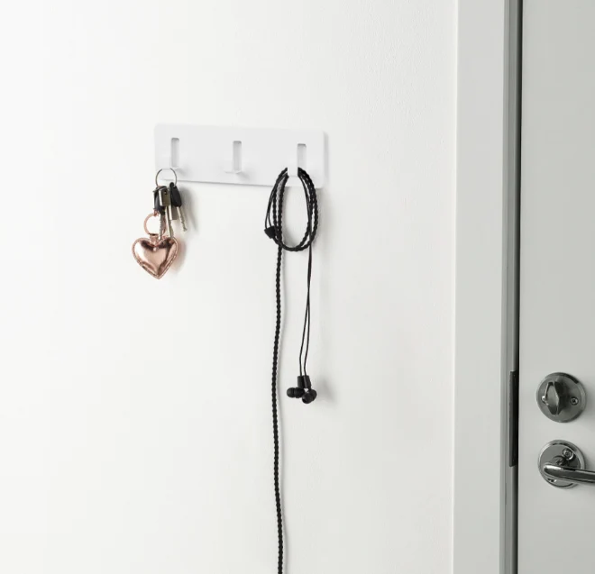 GALTBOX Rack with 3 hooks, self-adhesive/white