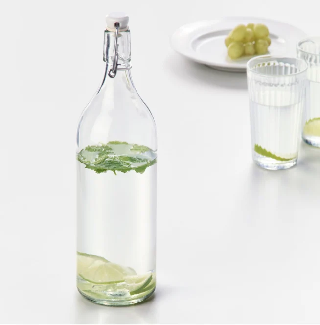 KORKEN Corked glass, clear glass, 1 L