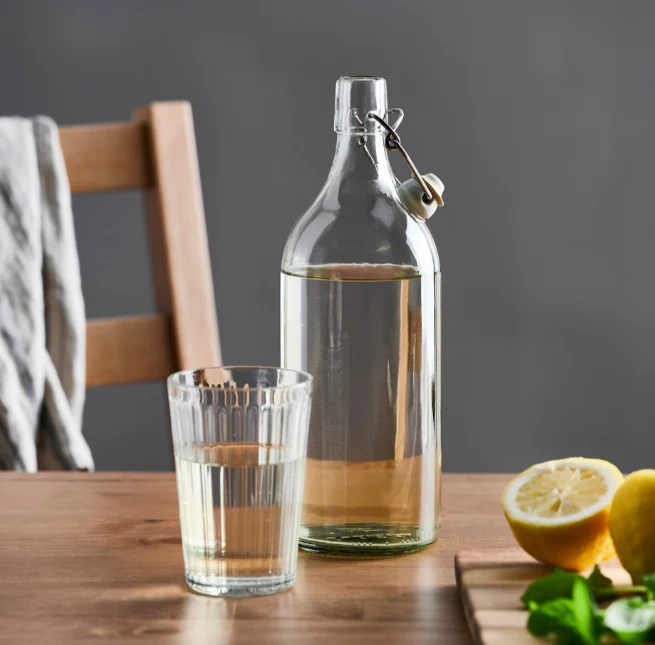 KORKEN Corked glass, clear glass, 1 L