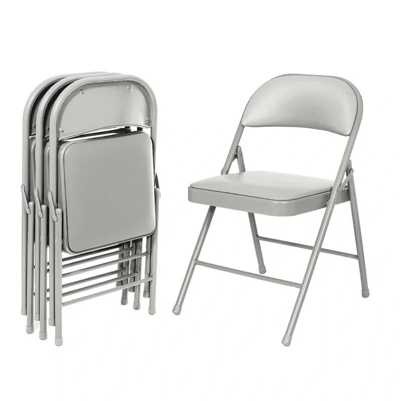 Hampden Furnishings Bernadine Basics Collection Vinyl Folding Chair, Pack of 4