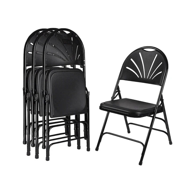 Hampden Furnishings Lusitano Collection Fan Back Folding Chair, Pack of 4