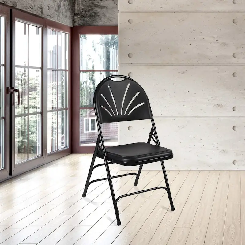 Hampden Furnishings Lusitano Collection Fan Back Folding Chair, Pack of 4
