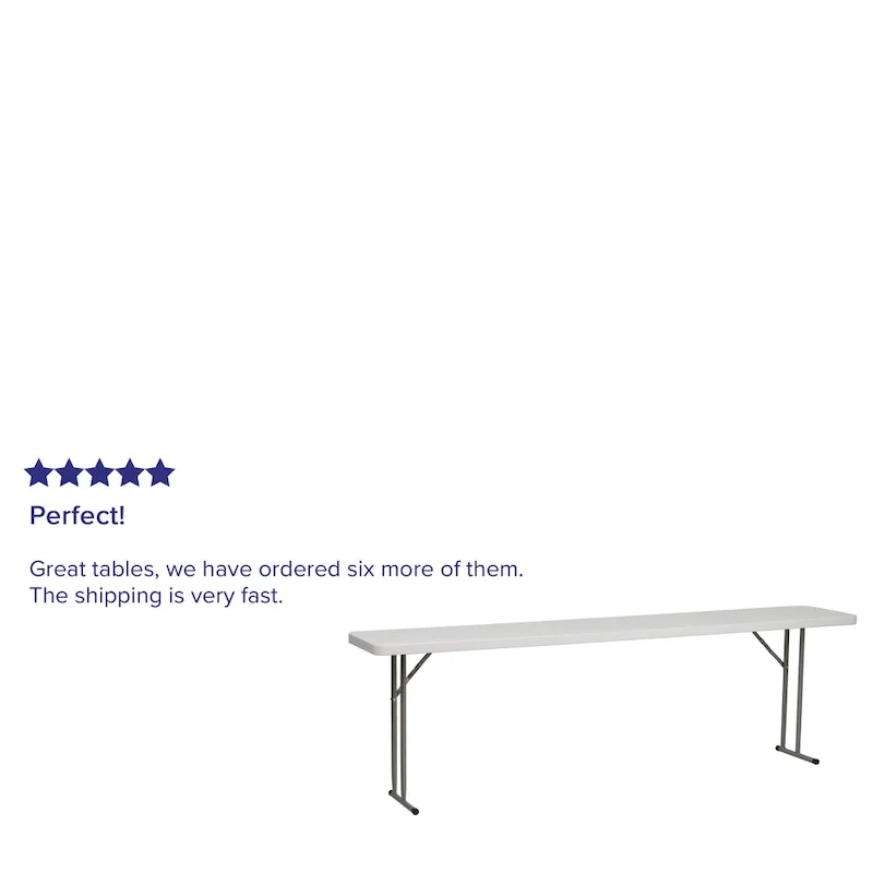 18D x96L White Plastic Folding Indoor-Outdoor Training Table