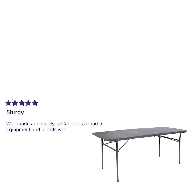 30W x 72L Bi-Fold Plastic Banquet and Event Folding Table with Carrying Handle - 72D x 30W x 29H