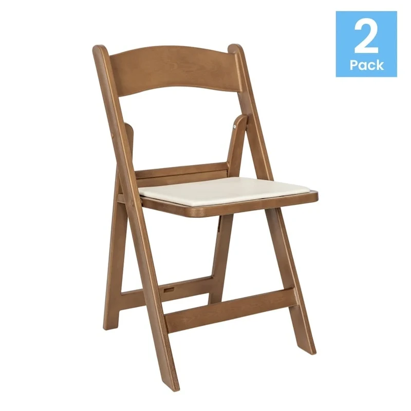 Set of 2 Folding Chairs with Padded Seats - 18D x 17.25W x 30.75H
