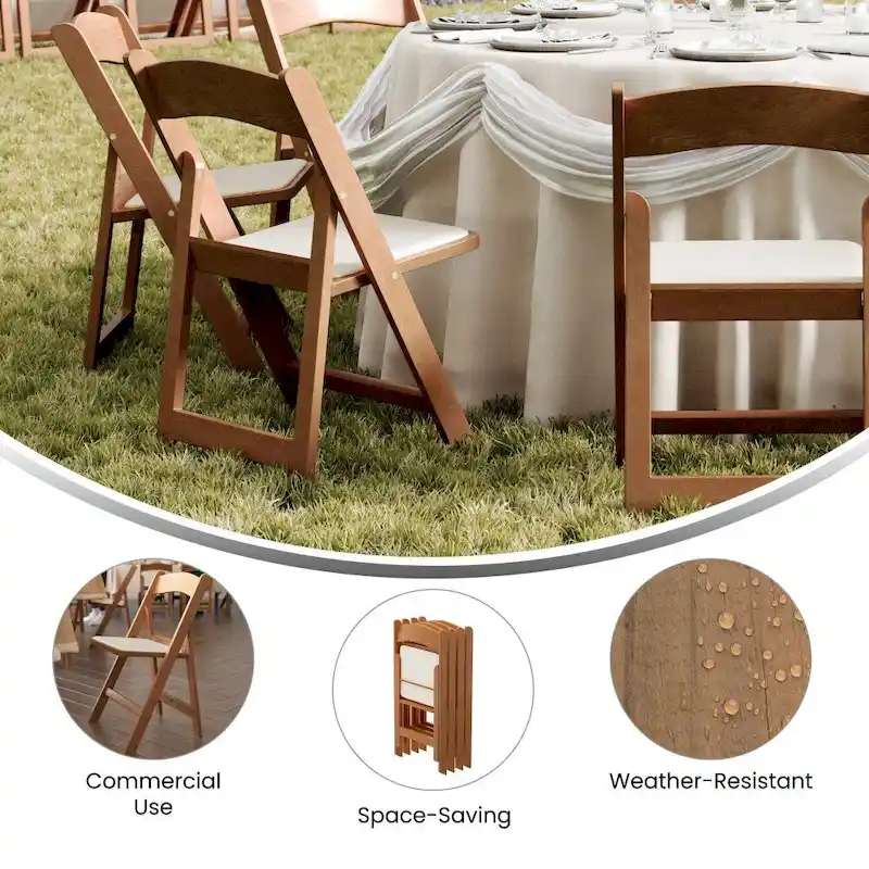 Set of 2 Folding Chairs with Padded Seats - 18D x 17.25W x 30.75H