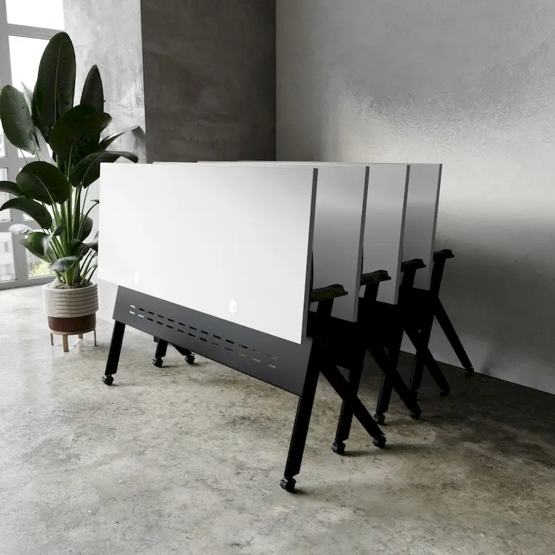 Commercial Nesting Flip Training Table with Steel Frame and Y-Legs - 23.5W x 60D x 30H