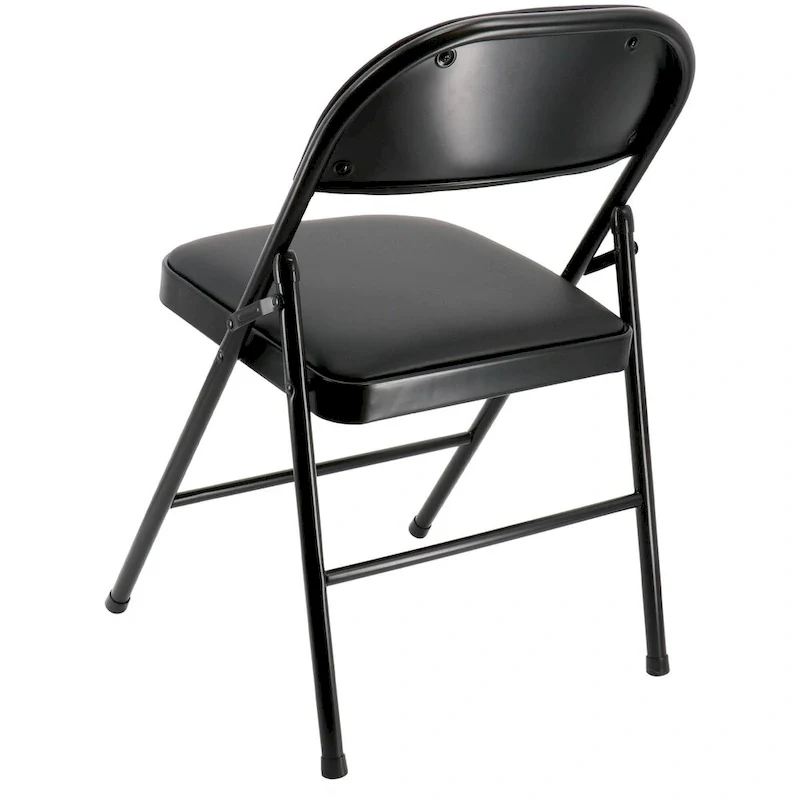 4 Piece Metal Folding Chair with Padded Seats in Black