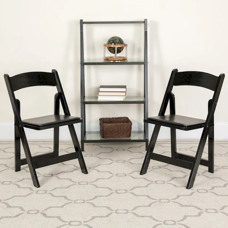 Vinyl-padded Wood Folding Chair (Set of 4)