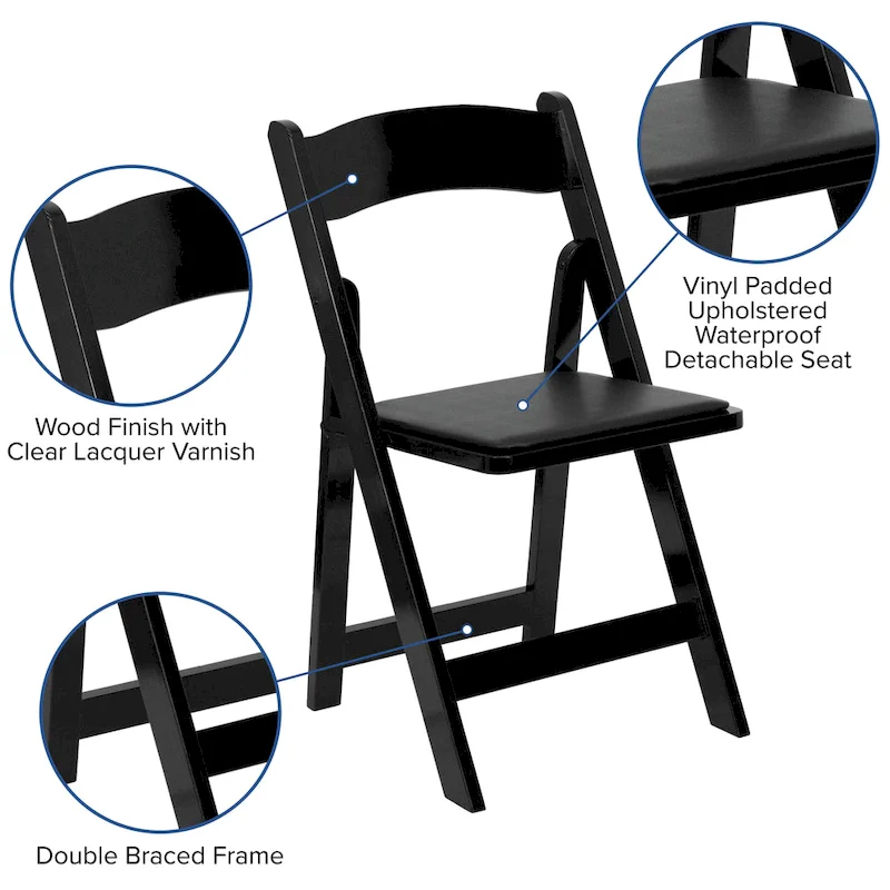 Vinyl-padded Wood Folding Chair (Set of 4)