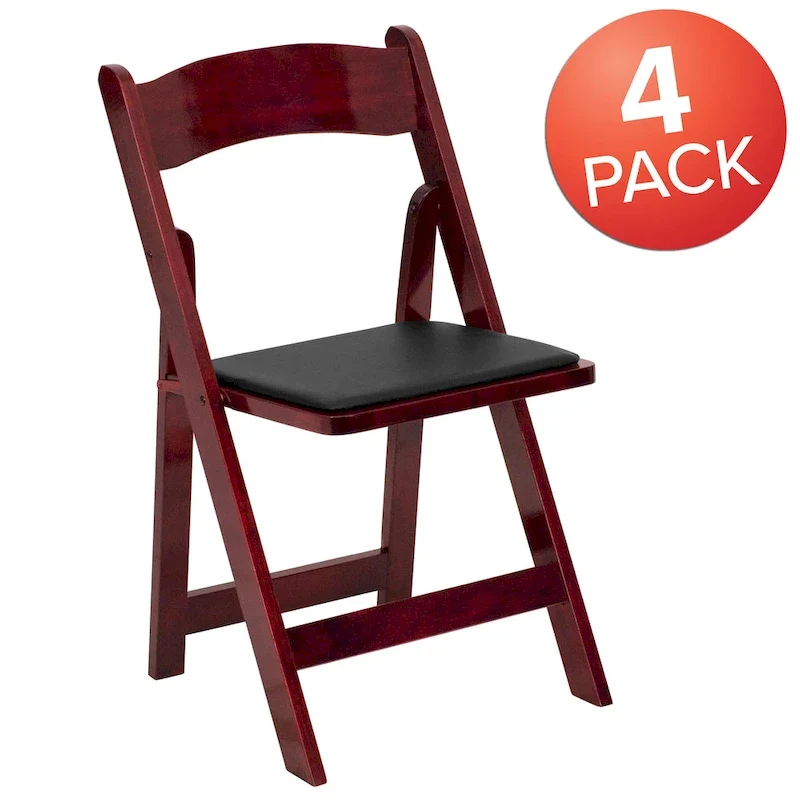 Vinyl-padded Wood Folding Chair (Set of 4)