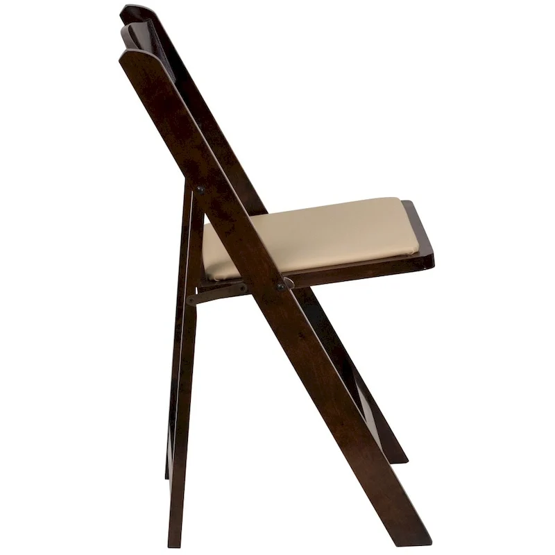 Wood Folding Chair with Vinyl Padded Seat (Set of 2)
