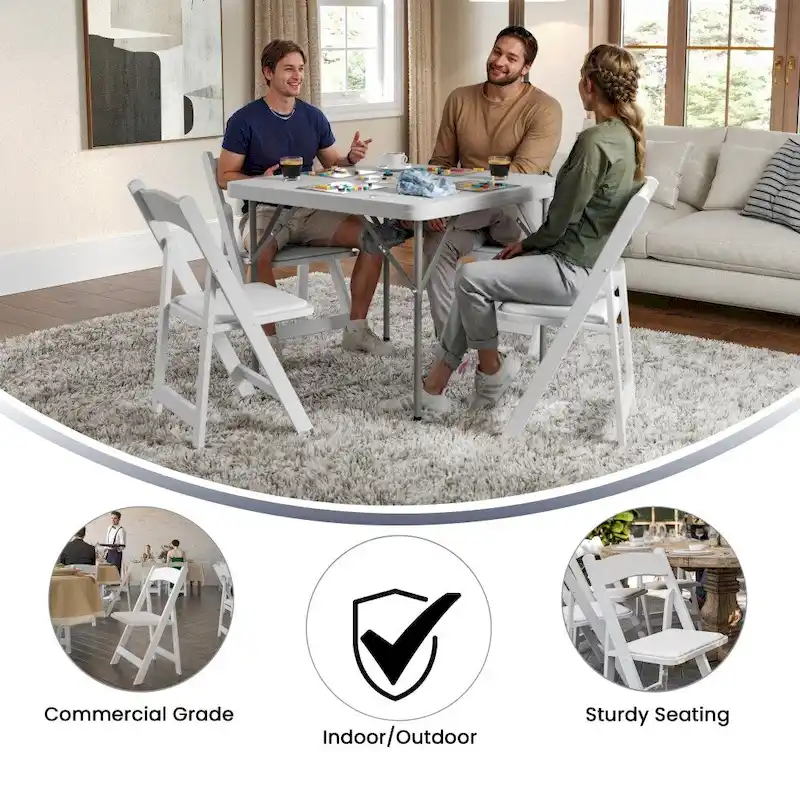 Wood Folding Chair with Vinyl Padded Seat (Set of 2)