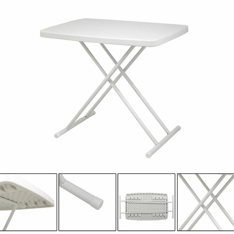 30x20inch Folding Table Lifting Picnic Camping Dining Rectangle White