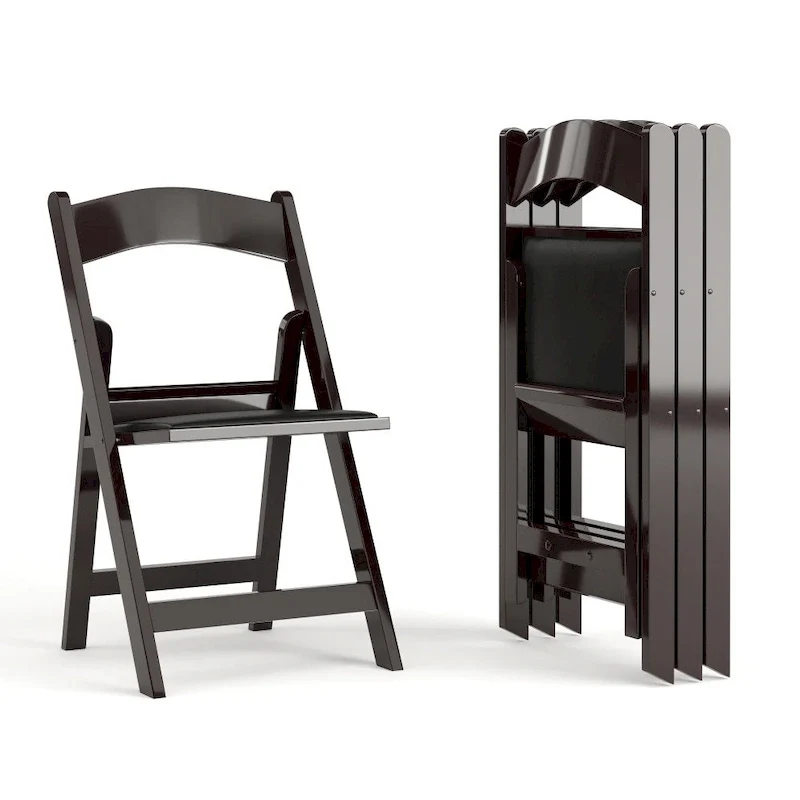 Lightweight Resin Folding Chairs with Vinyl Seats (Set of 4)