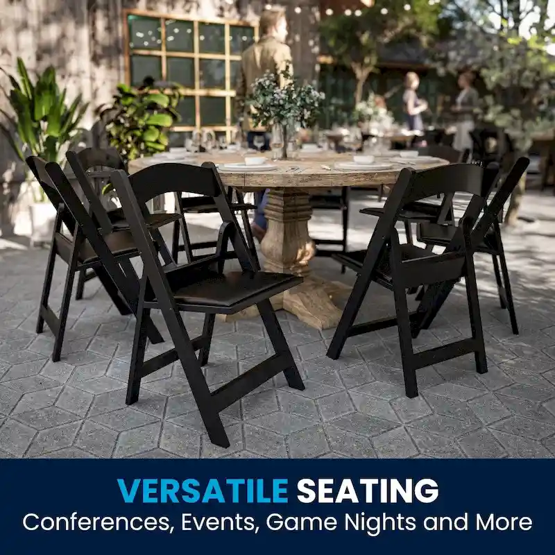 Lightweight Resin Folding Chairs with Vinyl Seats (Set of 4)