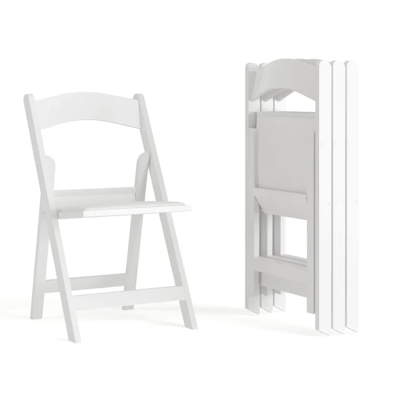 Lightweight Resin Folding Chairs with Vinyl Seats (Set of 4)