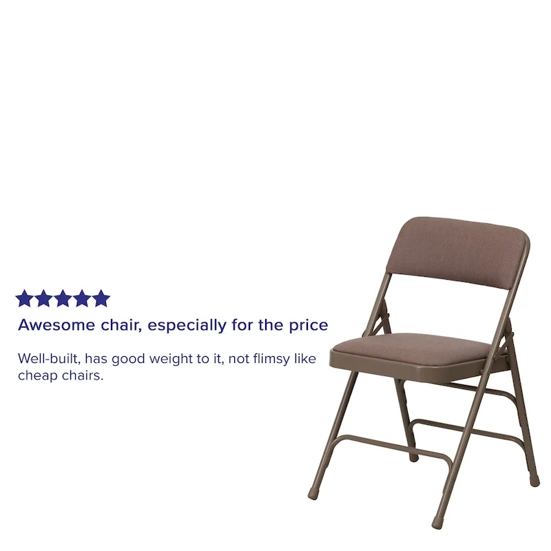 4 Pack Curved Triple Braced & Double Hinged Metal Folding Chair
