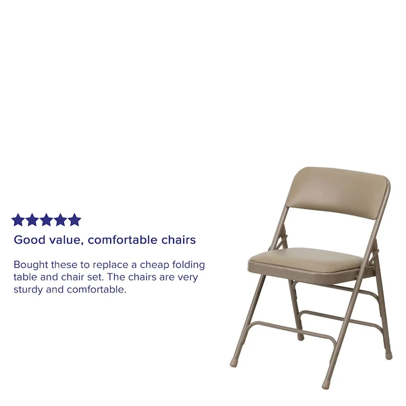 4 Pack Curved Triple Braced & Double Hinged Metal Folding Chair