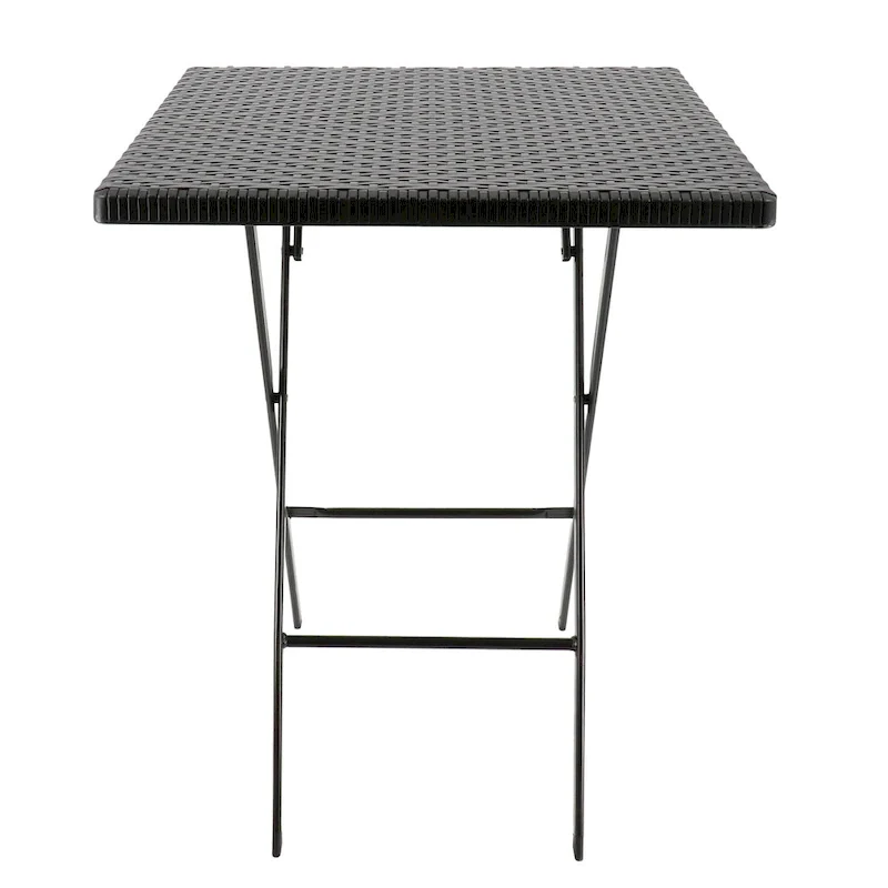Plastic Rattan Folding Square Table in Black