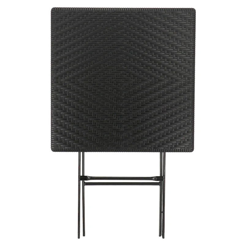 Plastic Rattan Folding Square Table in Black