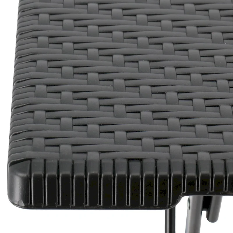 Plastic Rattan Folding Square Table in Black