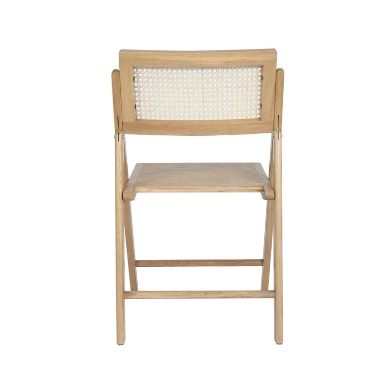 Folding Armless Cane Rattan Chairs with Breathable Woven Backrests - 2 Pack