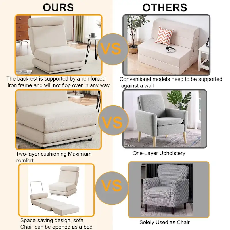 Single Sofa Chair Foldable Single Sofa Bed with Pillow,Portable Foldable Sofa Bed,Leisure Sofa Chair,Easy to Store