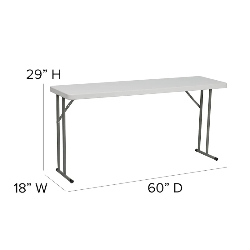 18W x 60L Rectangular Granite White Plastic Folding Training Table