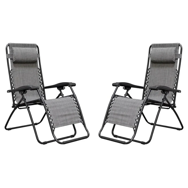 Caravan Canopy Infinity Zero Gravity Steel Frame Patio Deck Chair, Grey (Pair) - 22
