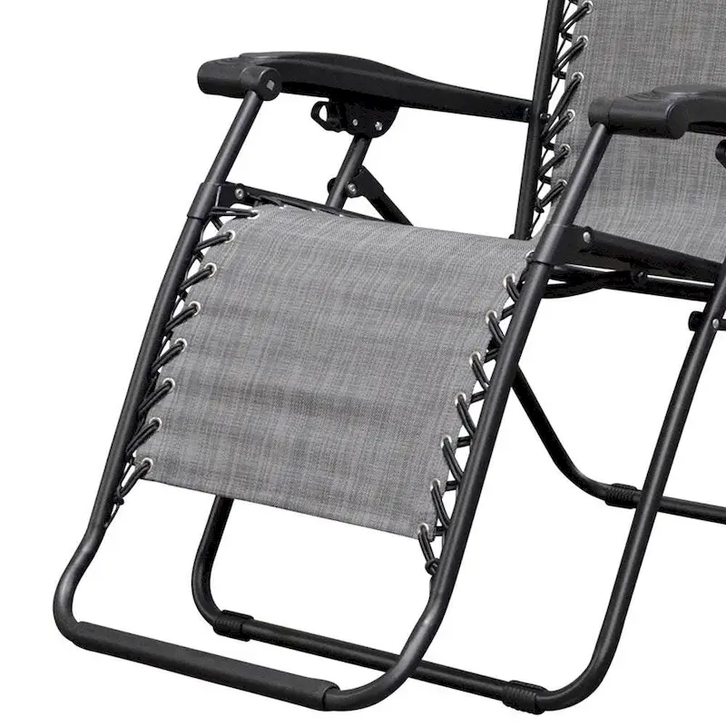 Caravan Canopy Infinity Zero Gravity Steel Frame Patio Deck Chair, Grey (Pair) - 22