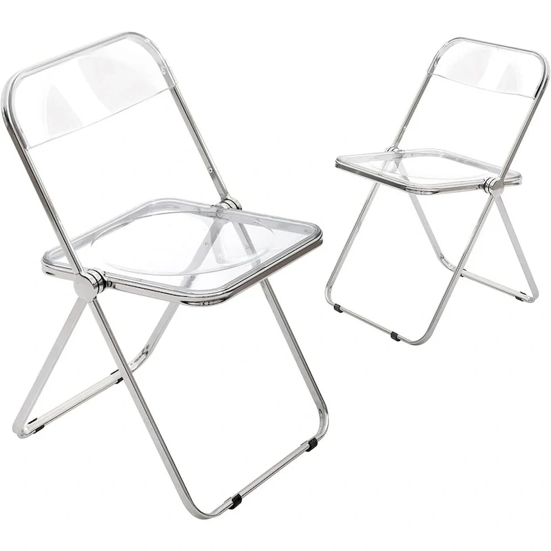 Modern Acrylic Stackable Folding Dining Chair (Set of 2) Transparent