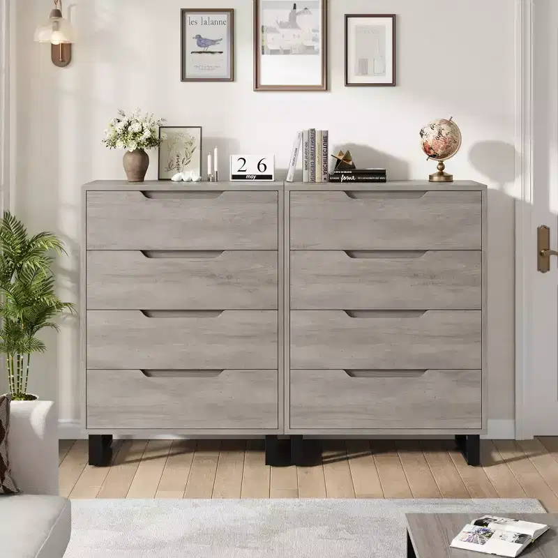 4 Commodes de Chambre à Coucher, Commodes Hautes de 106 cm, Armoire à Tiroirs Verticale Autoportante