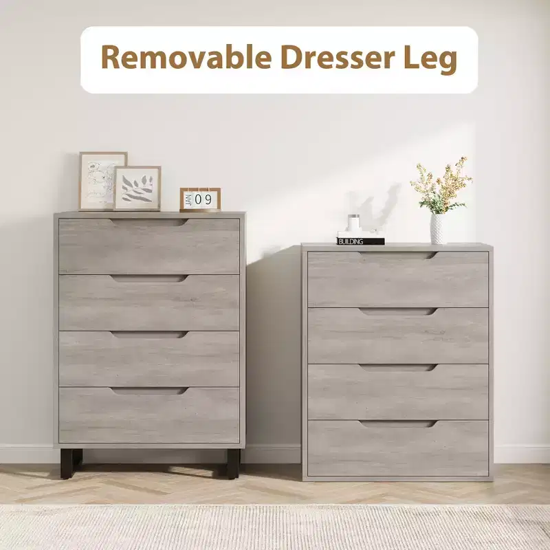 4 Commodes de Chambre à Coucher, Commodes Hautes de 106 cm, Armoire à Tiroirs Verticale Autoportante
