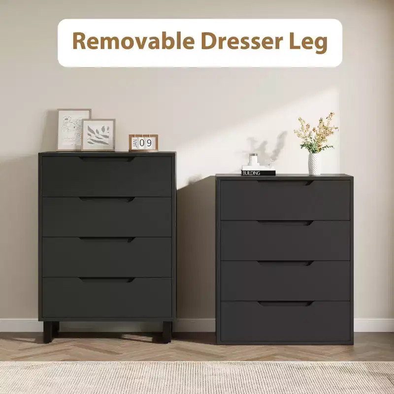 4 Commodes de Chambre à Coucher, Commodes Hautes de 106 cm, Armoire à Tiroirs Verticale Autoportante