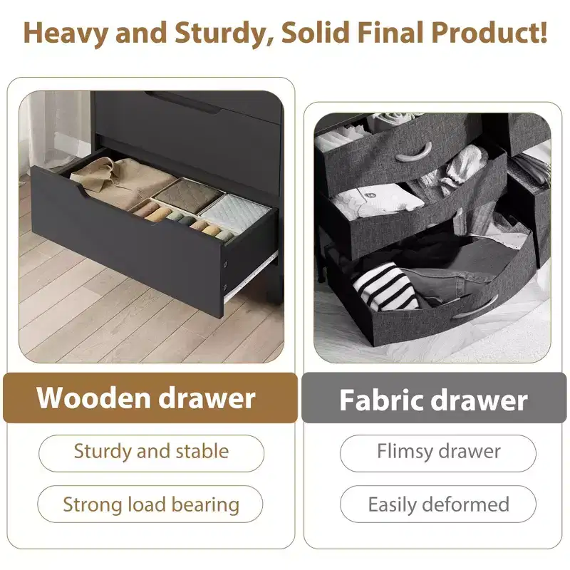 4 Commodes de Chambre à Coucher, Commodes Hautes de 106 cm, Armoire à Tiroirs Verticale Autoportante