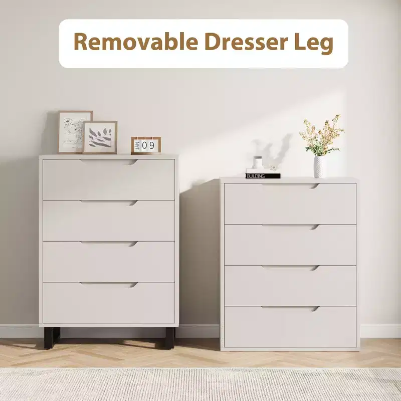 4 Commodes de Chambre à Coucher, Commodes Hautes de 106 cm, Armoire à Tiroirs Verticale Autoportante