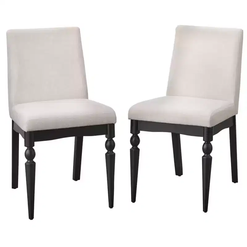 Chaise de salle à manger capitonnée avec pieds tournés beige/noir