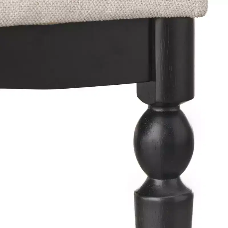 Chaise de salle à manger capitonnée avec pieds tournés beige/noir